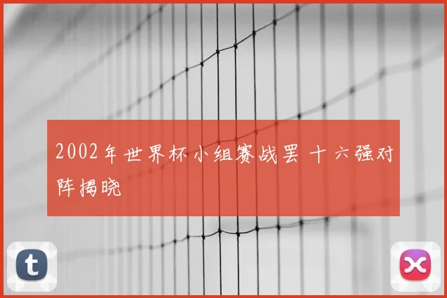 2002年世界杯小组赛战罢 十六强对阵揭晓